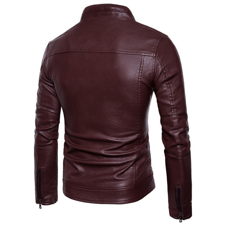 Lune London stylish motorcycle jacket for men in faux leather with high collar