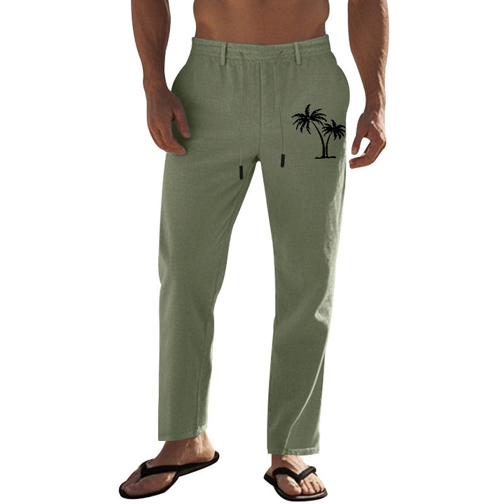 Casual pants for men with elastic waist and contrasting palm print Lune London