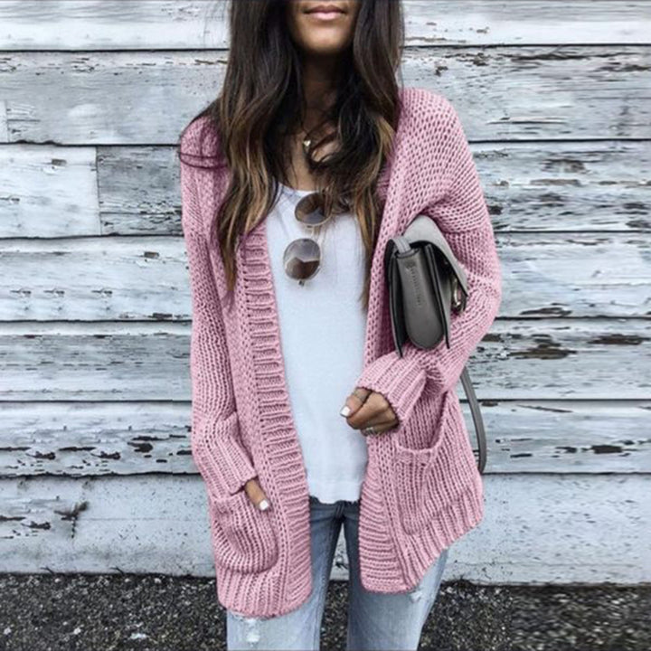 Chunky knit cardigan for women with a relaxed fit and practical pockets Lune London