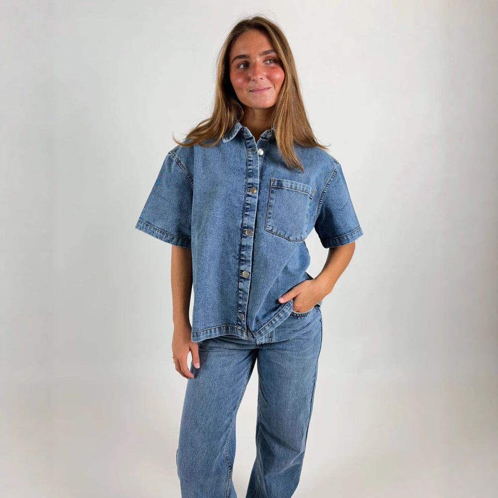 Women's denim shirt jacket in a casual oversized cut Lune London