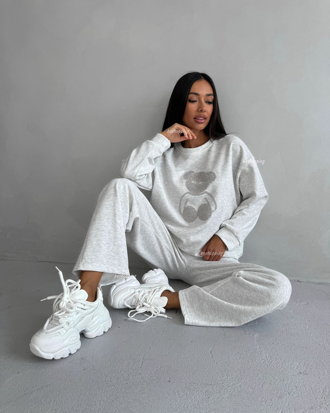 Casual tracksuit set for women with teddy shape pattern Lune London