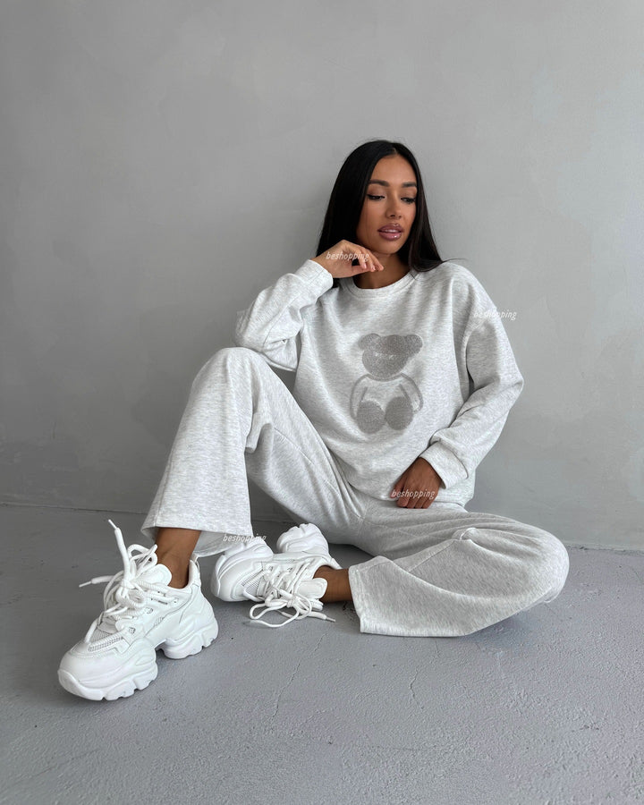 Casual tracksuit set for women with teddy shape pattern Lune London