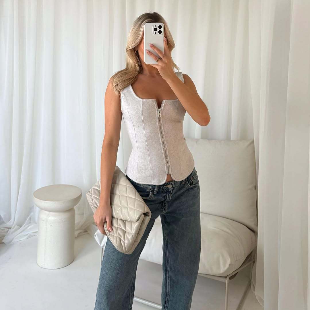 Ladies Highly fitted Bustier top with elegant zipper Lune London
