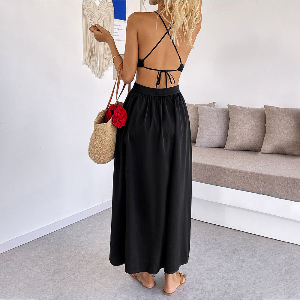 Robe maxi femme avec bretelles amovibles et détails découpés Chic & Stil
