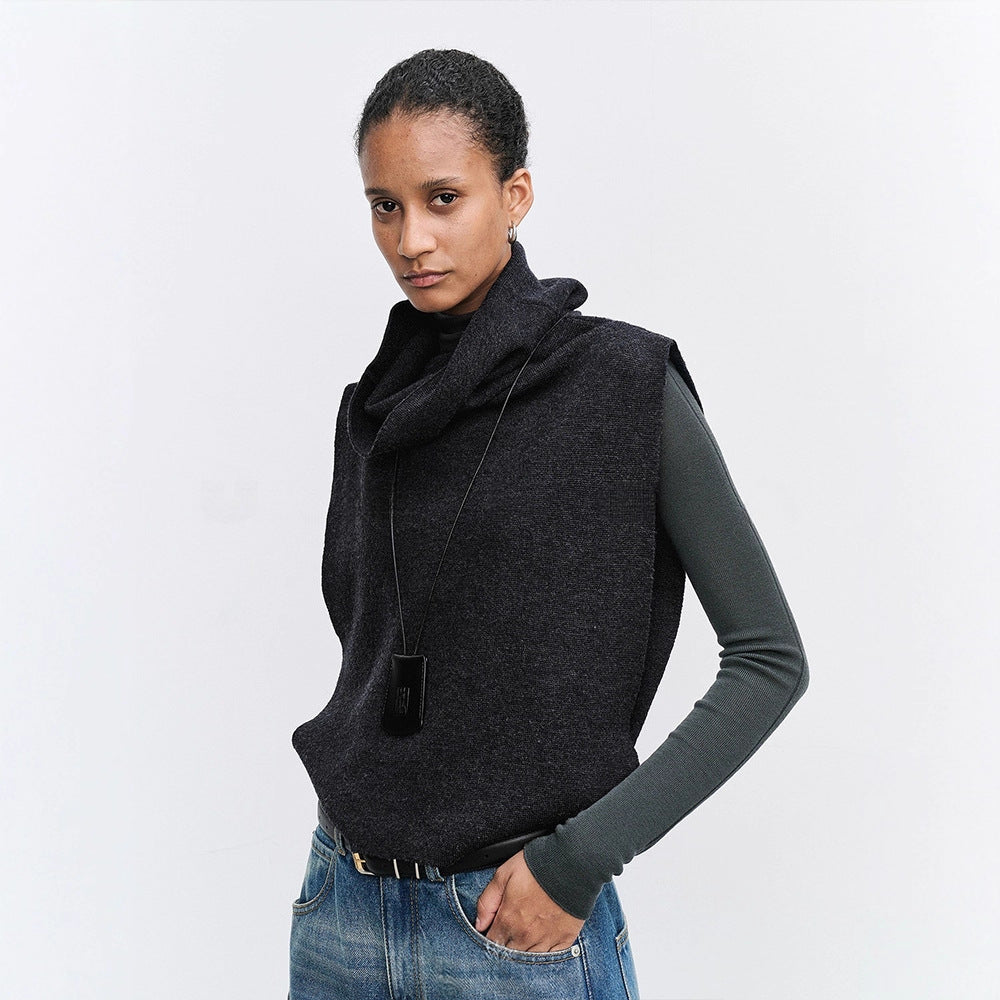Gilet tricoté décontracté pour femmes avec col roulé Chic & Stil