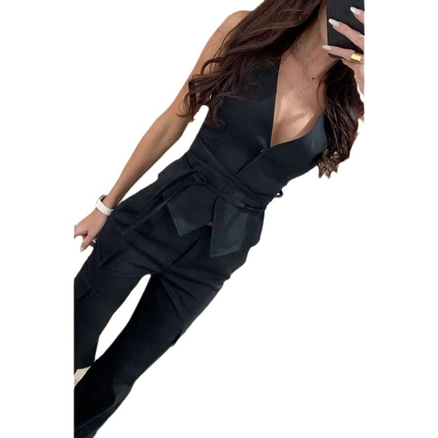 Women's Wrap Top with Elegant V-Neck and Waist Belt Lune London