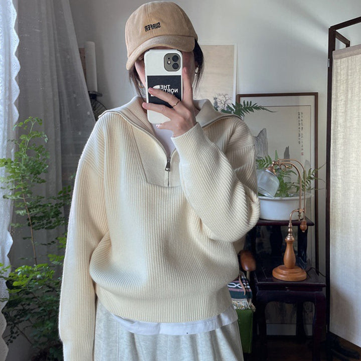 Pull femme avec col haut et fermeture éclair Chic & Stil