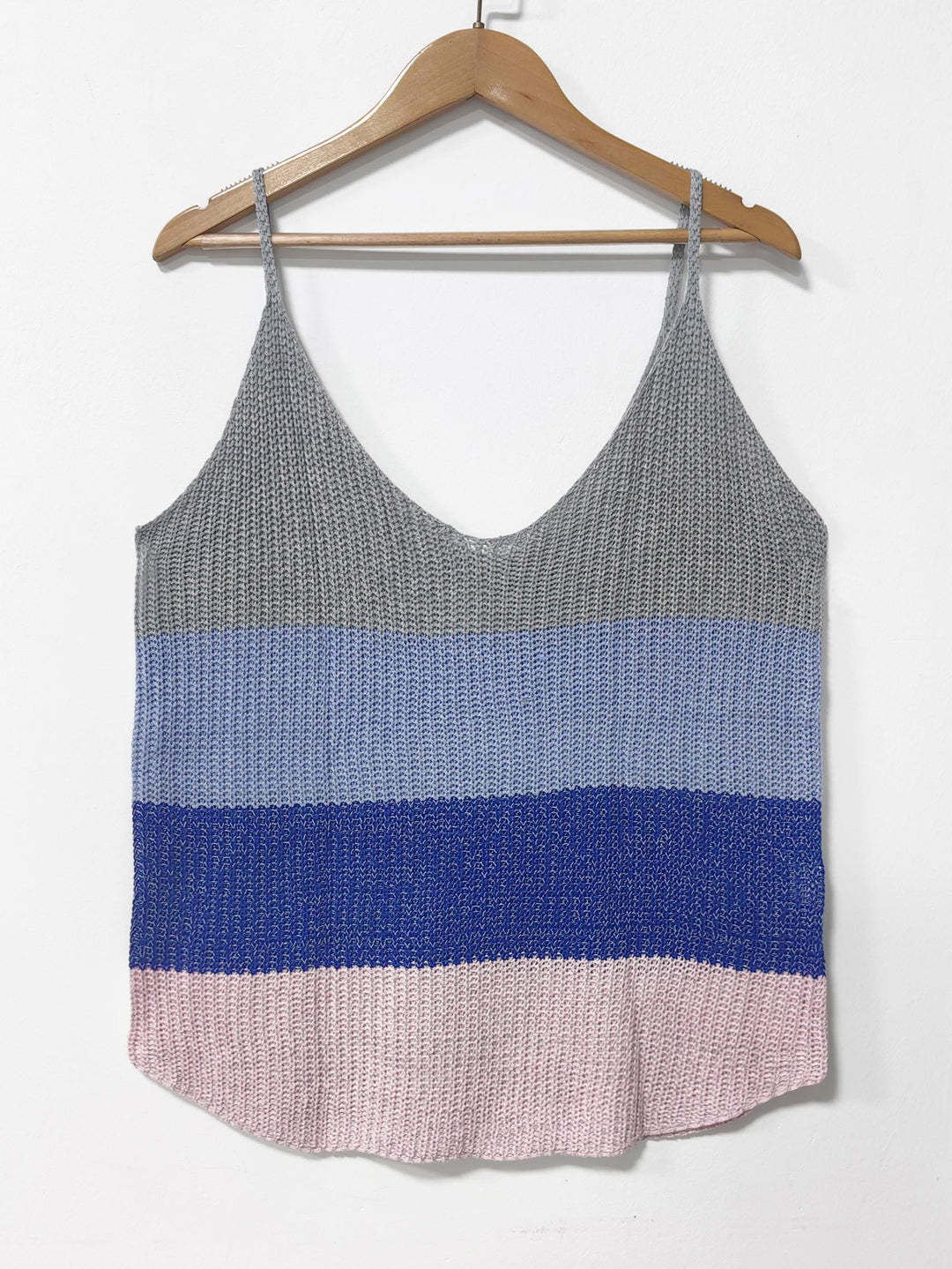 Ladies Stripe Light Knit Chic Tank Top