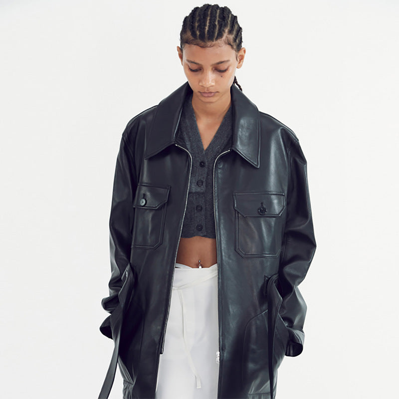Veste oversize en faux cuir pour femmes Chic & Stil
