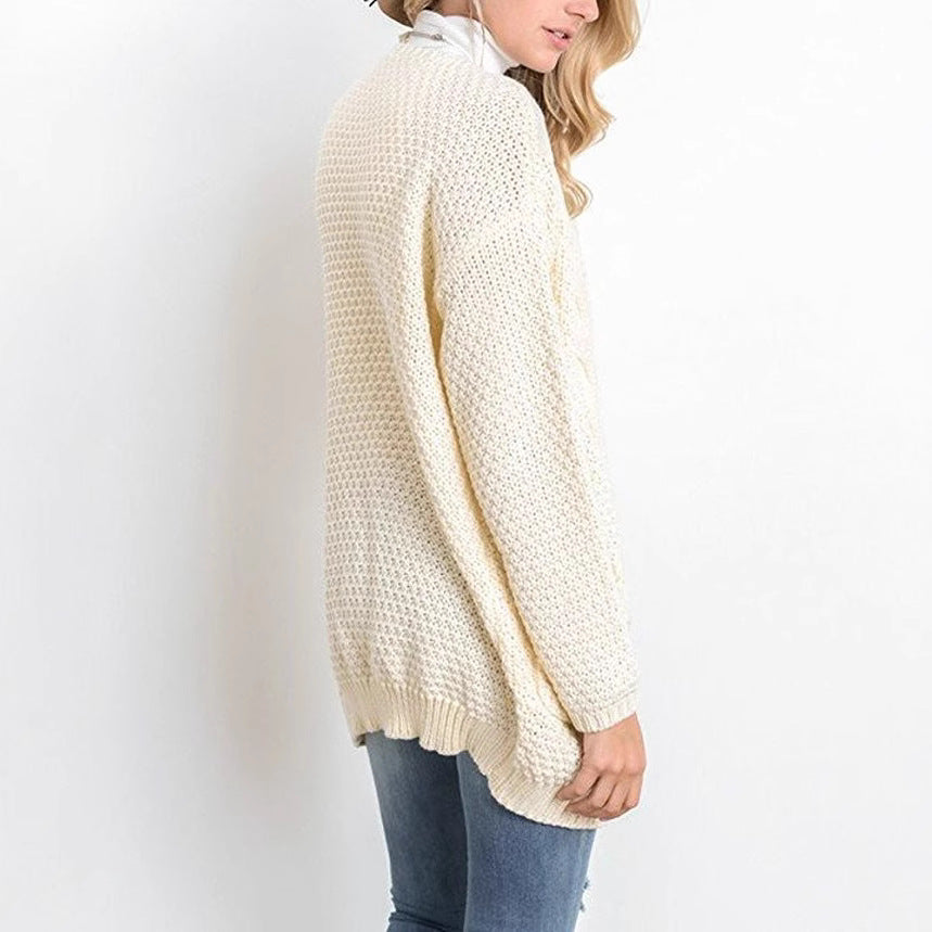 Comfortable knitted cardigan for ladies with open front and pockets Lune London
