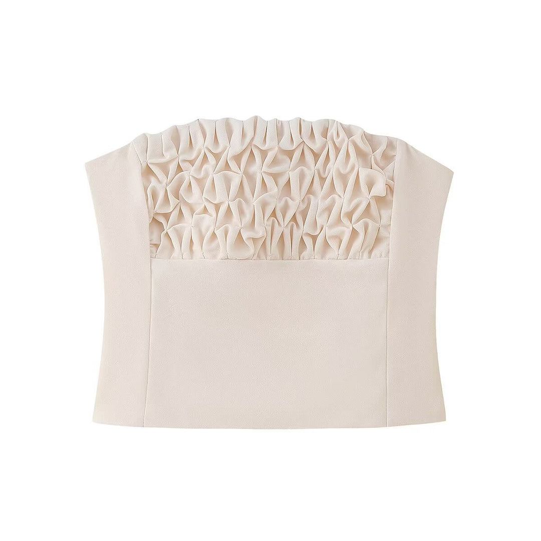 Woman sleeveless top with elegant ruffled embellishment Lune London