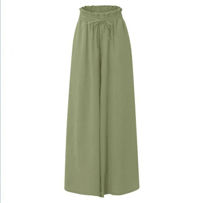 Fluid maxi pants for women with elastic waistband and side pockets Lune London