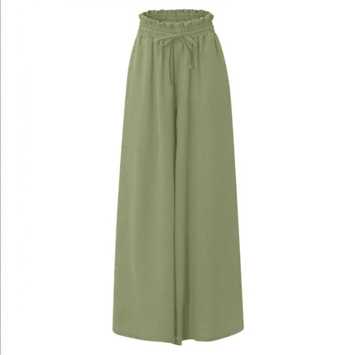 Fluid maxi pants for women with elastic waistband and side pockets Lune London