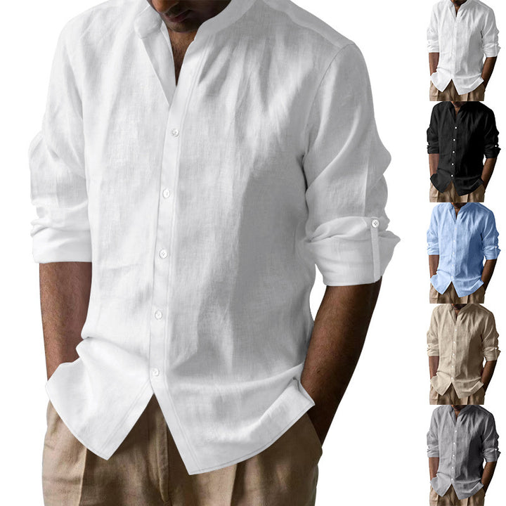 Casual long-sleeve shirt for men with Henley collar in breathable material Lune London