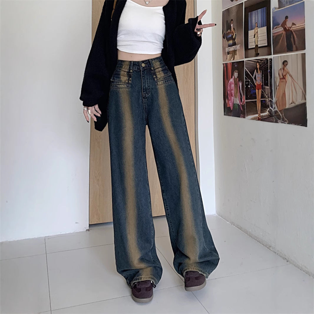 Jean femme à coupe large avec design de bouton détaillé Chic & Stil
