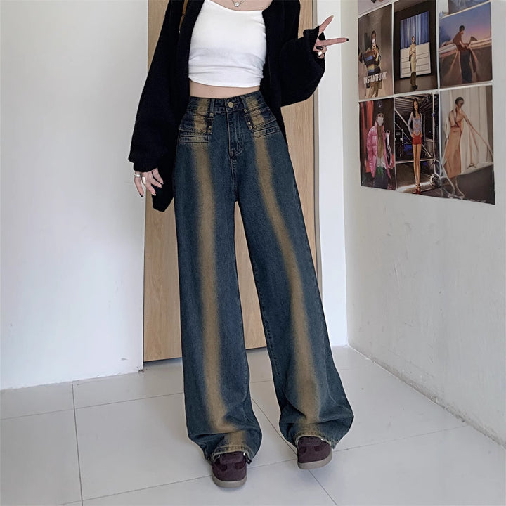 Jean femme à coupe large avec design de bouton détaillé Chic & Stil