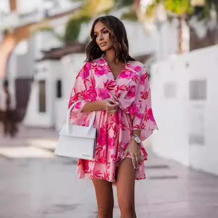 Flirty gathered mini dress for women with wrapping detail Lune London