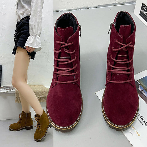 Fashionable women's suede ankle boots with additional zipper and lightweight contoured sole Lune London