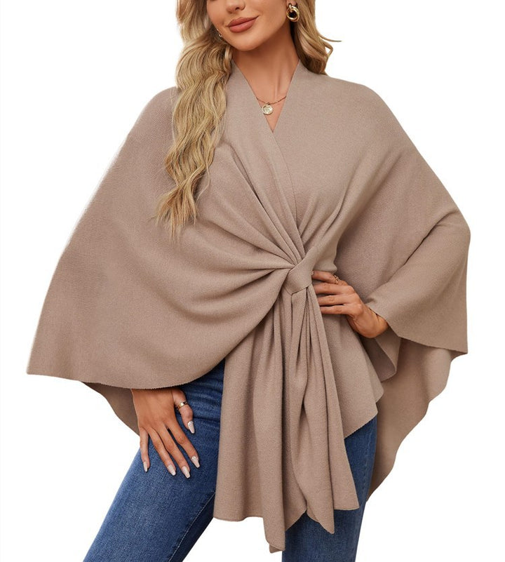 Ladies Elegant Wrapped Sweater with Asymmetrical Cut Lune London