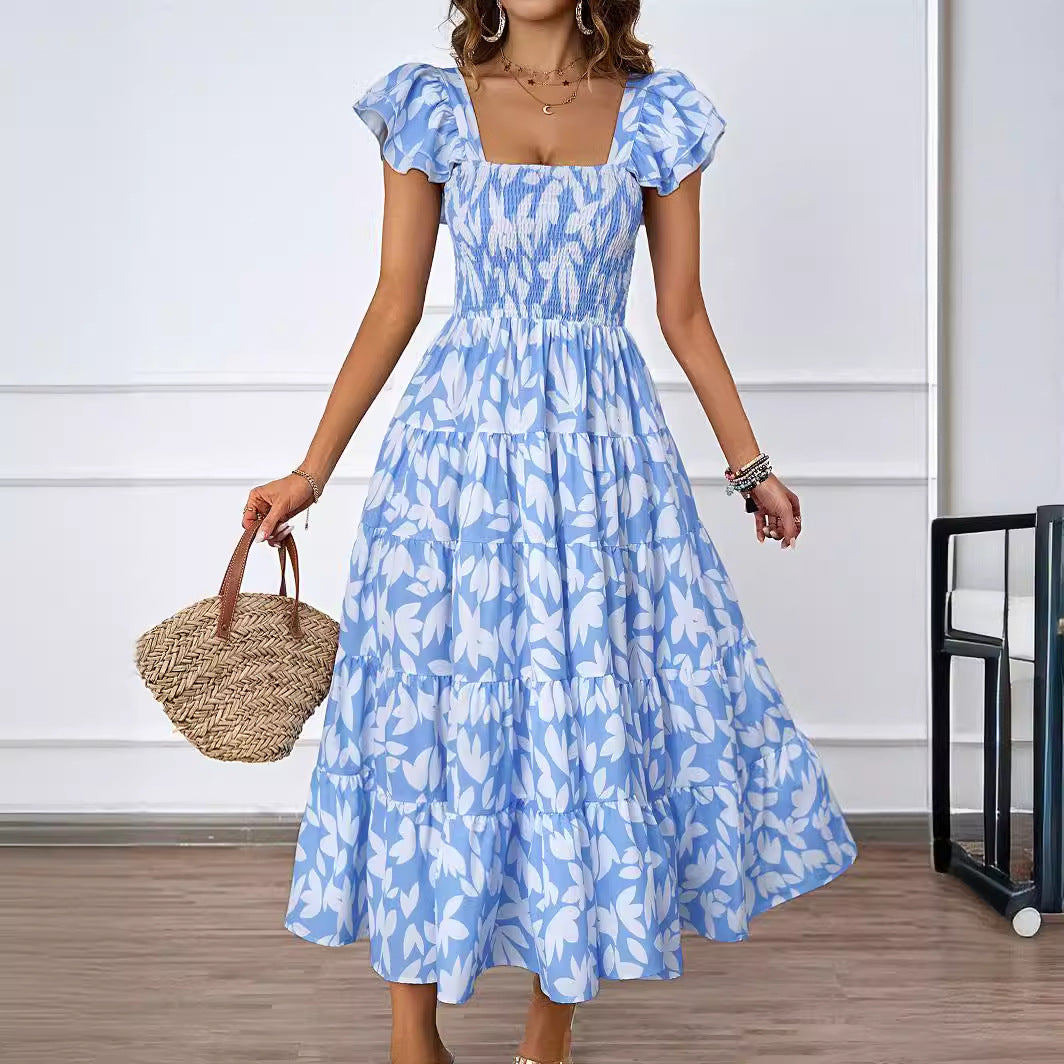 Maxi dress for women with voluminous puff sleeves and a ruched body Chic & Stil