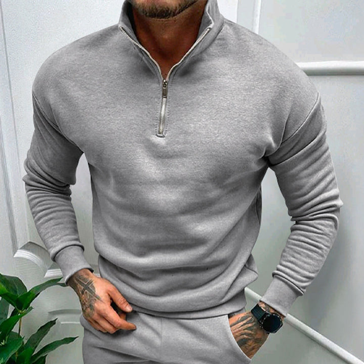 Elegant pullover for men with collar and practical zip Lune London