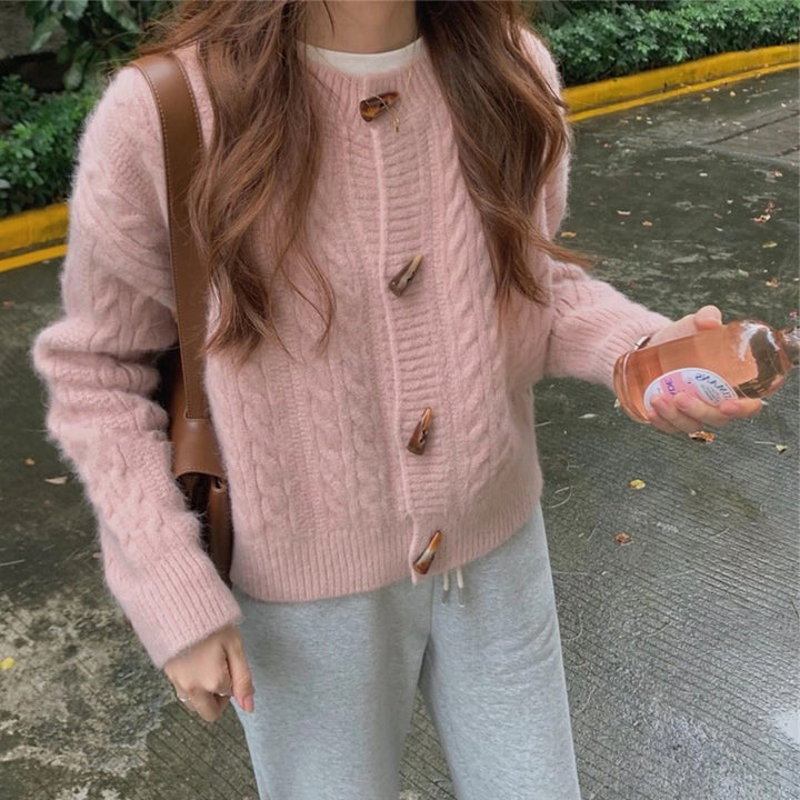 Cardigan pour femmes avec motif en maille torsadée et détails de boutons élégants Chic & Stil