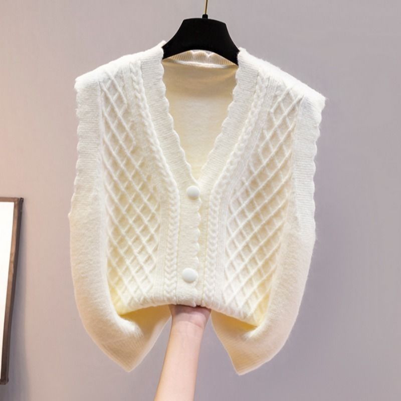 Gilet en tricot pour femmes avec motif de câble décoratif et détails de boutons Chic & Stil