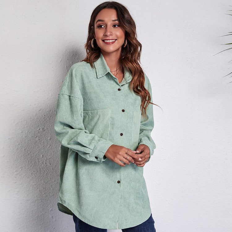 Women's Oversized Shirt Dress in Corduroy Lune London