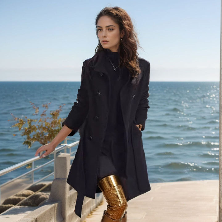 Trendy women's kimono coat with double-breasted button and elegant cut Lune London
