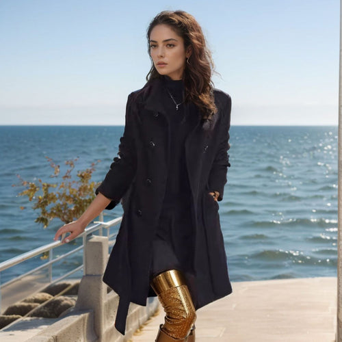 Trendy women's kimono coat with double-breasted button and elegant cut Lune London