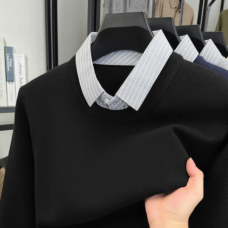 Knit sweater for women with integrated shirt collar Lune London