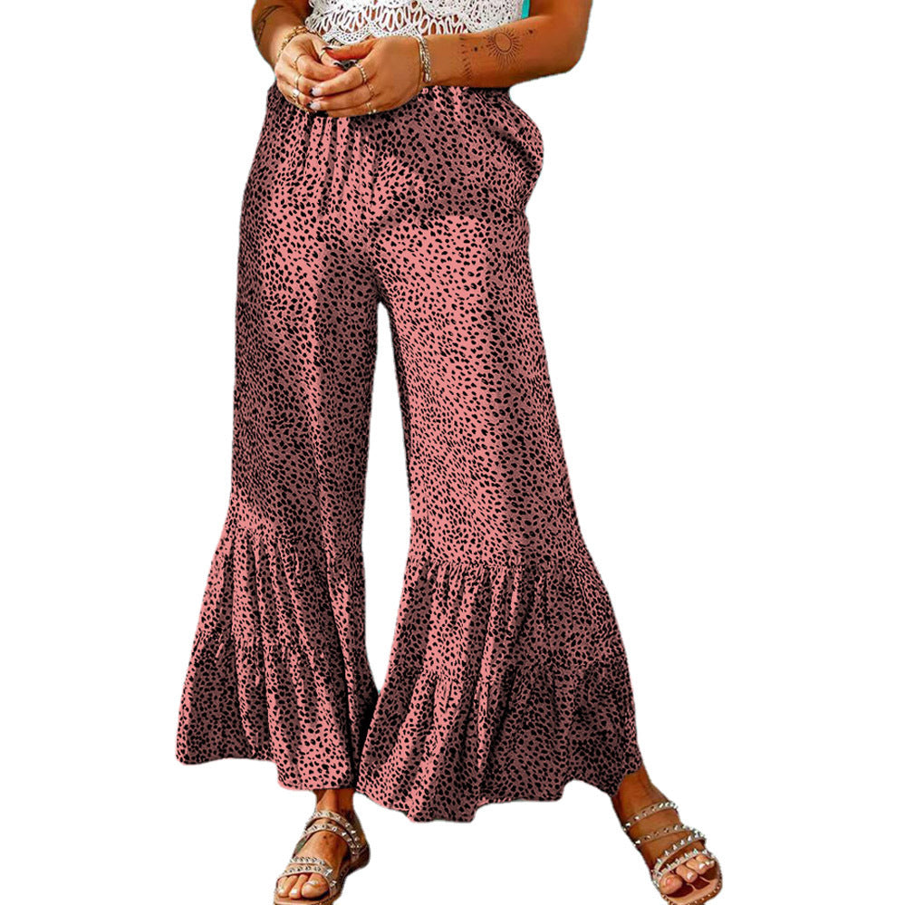 Wide leg palazzo pants for women with a voluminous hem and elastic waistband Lune London