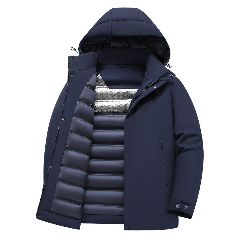 Functional insulated jacket for men with hood and water-repellent properties Lune London