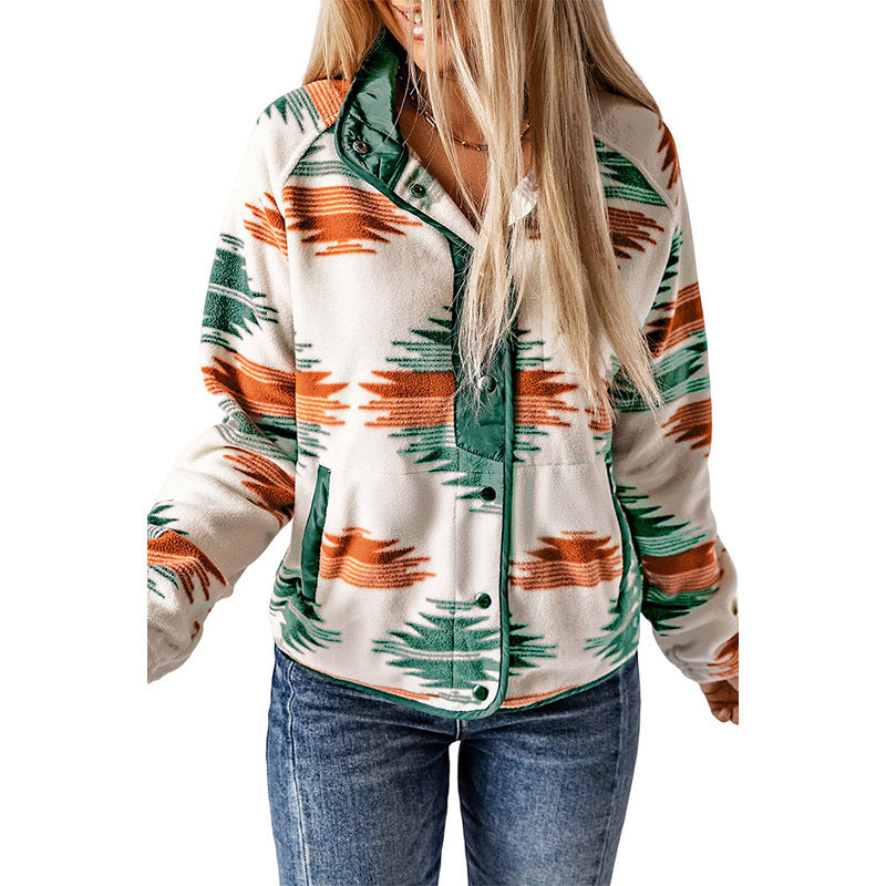 Ladies casual and stylish fleece jacket with tribal design Lune London