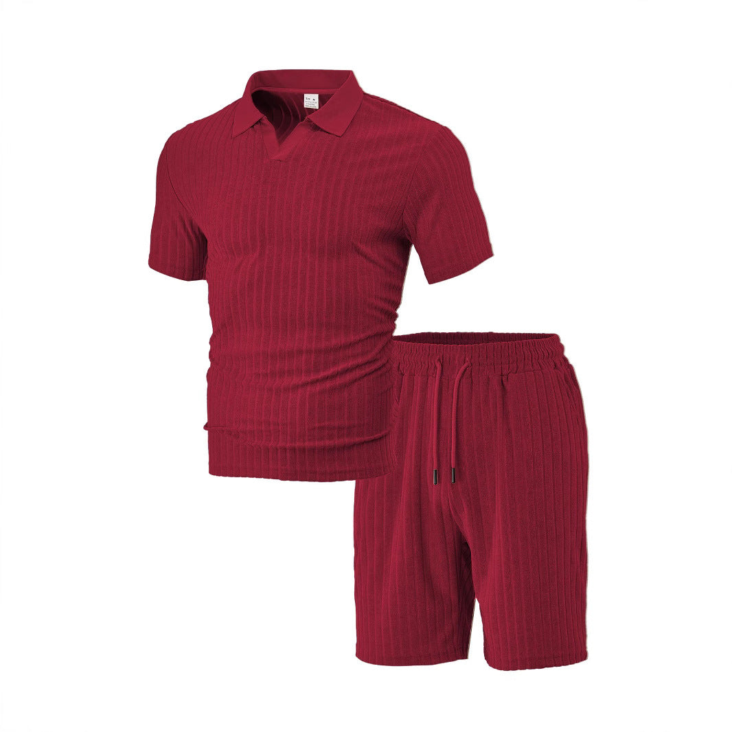 Casual polo and shorts set for men in pleated cotton Lune London