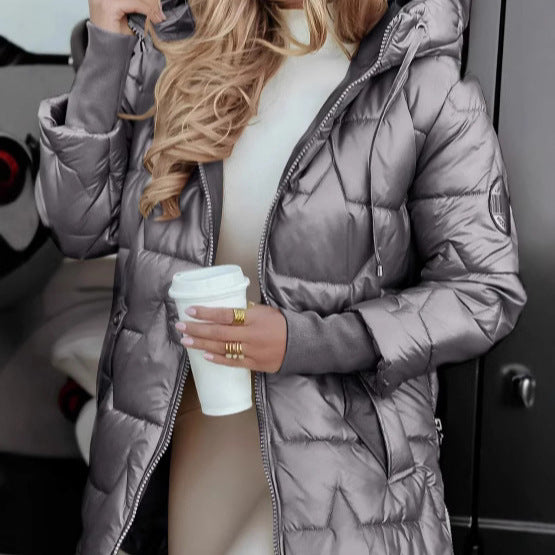 Modern and warm quilted jacket for women with hood Lune London