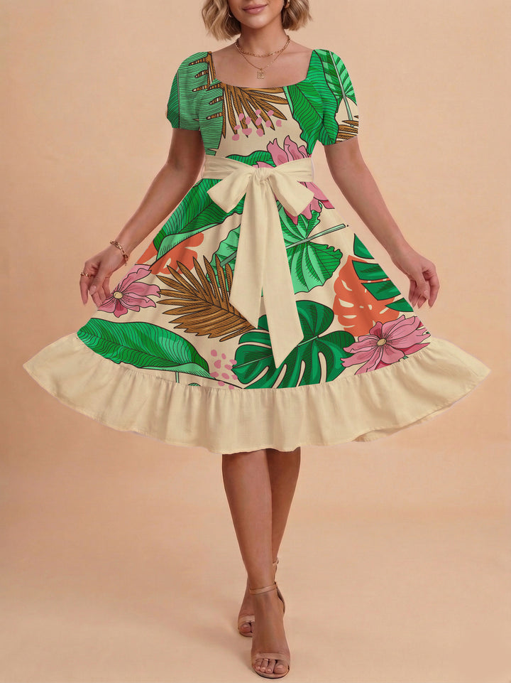 Women's dress with tailored fit and playful floral pattern Lune London