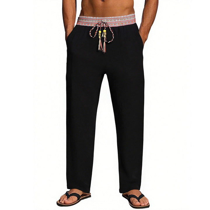 Men's Casual Beach Pants with Elastic Waist and Decorative Drawstring Lune London