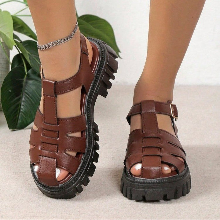 Women’s Bock Sandals with Sturdy Platform and Fashionable Strap Design Lune London