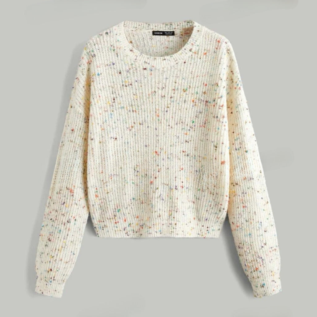 Casual ribbed sweater for women with colorful accents Lune London