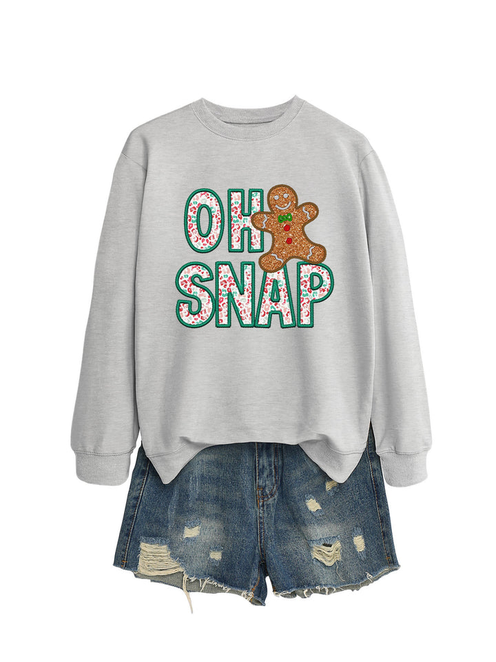 Sweatshirt pour femmes avec motif de bonhomme en pain d'épice amusant et lettrage étincelant Chic & Stil