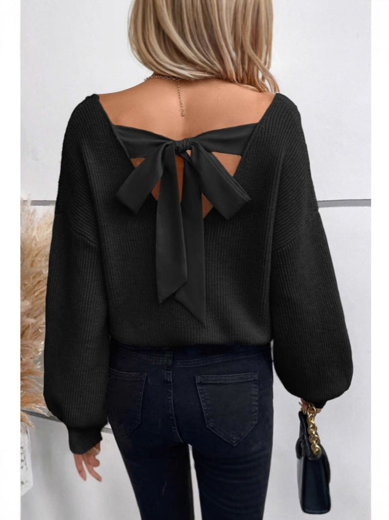 Women's sweater with an elegant bow neckline design Lune London