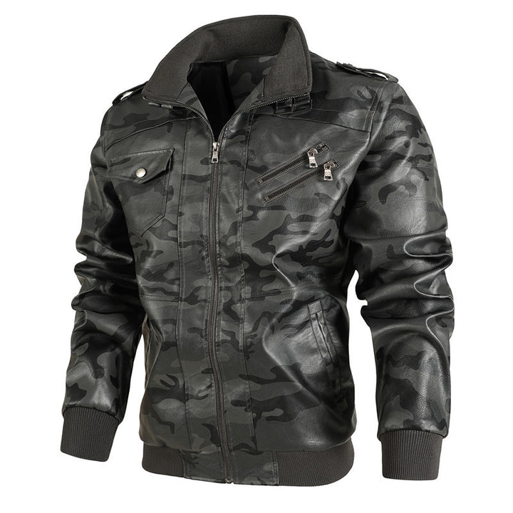 Camouflage leather jacket for men with urban style Lune London