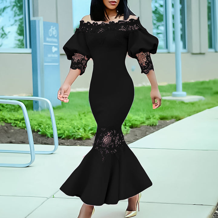 Ladies Elegant Sheath Dress with Lace Sleeves Lune London