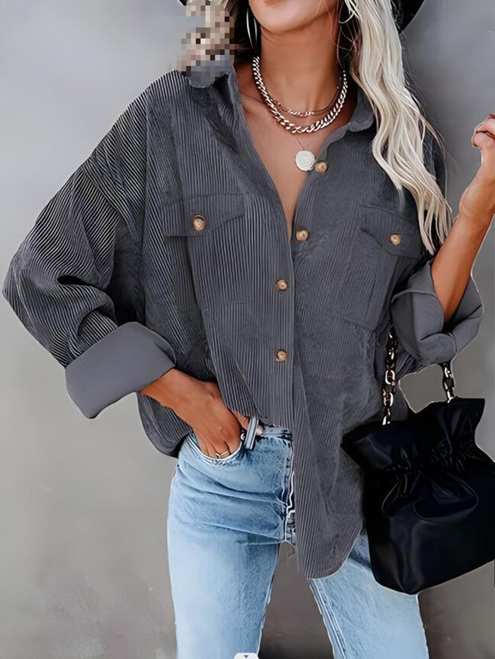 Corduroy jacket for women with double chest pockets Lune London