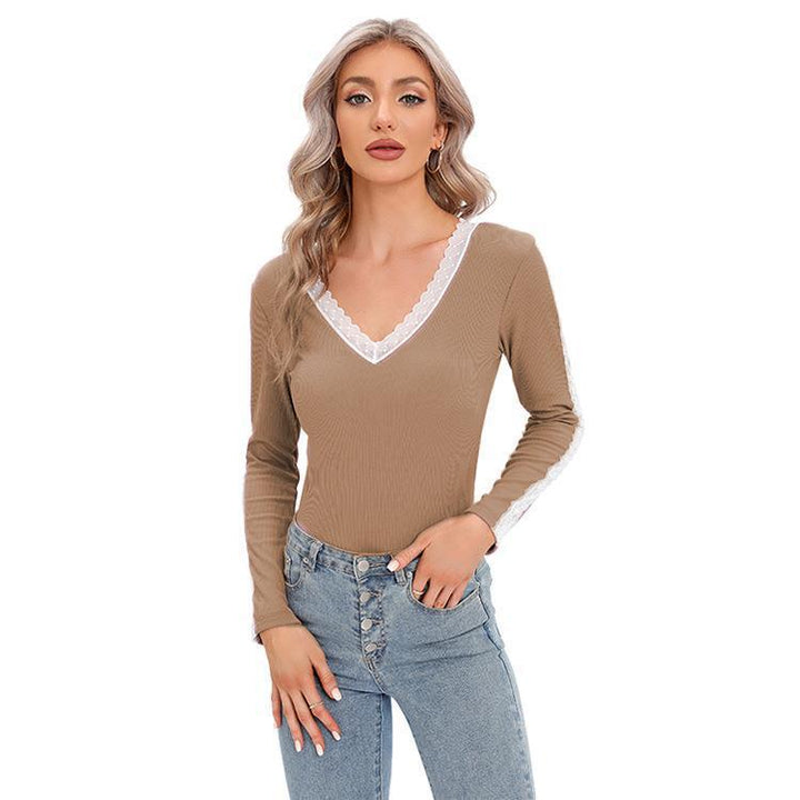 Ladies long sleeve bodysuit with lace back Lune London