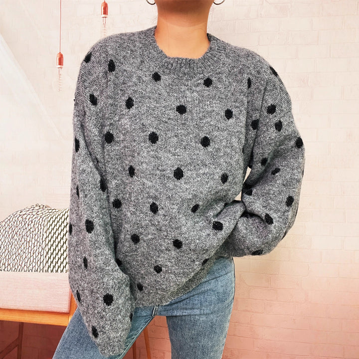Pull en tricot confortable pour femmes avec design à pois Chic & Stil