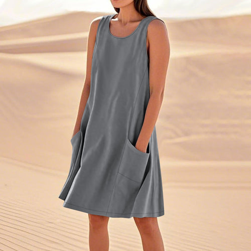 Women's Casual Sleeveless Dress with Double Pockets Lune London