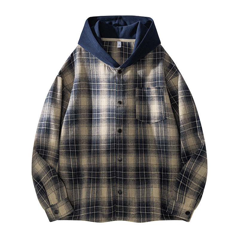 Casual men's jacket with lined hood and checked pattern Lune London