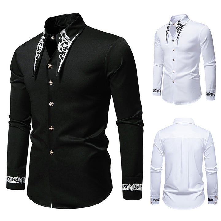 Elegant long sleeve shirt for men with an eye-catching collar pattern Lune London
